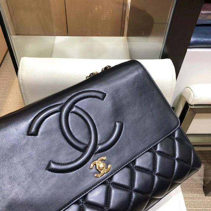 Chanel Grained Calfskin Flap Shoulder Bag A92233 Black 2018