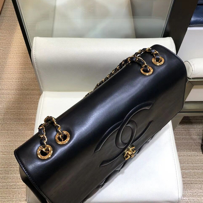 Chanel Grained Calfskin Flap Shoulder Bag A92233 Black 2018