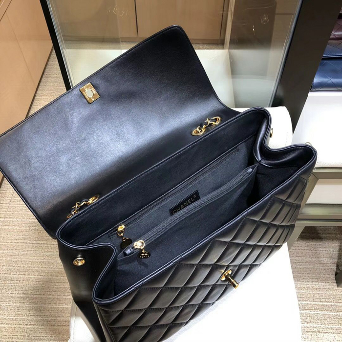 Chanel Grained Calfskin Flap Shoulder Bag A92233 Black 2018