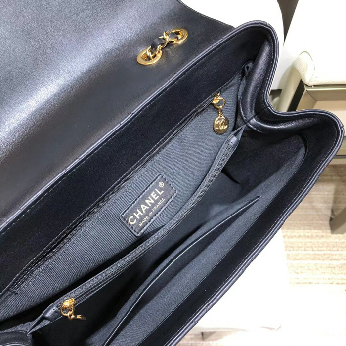 Chanel Grained Calfskin Flap Shoulder Bag A92233 Black 2018