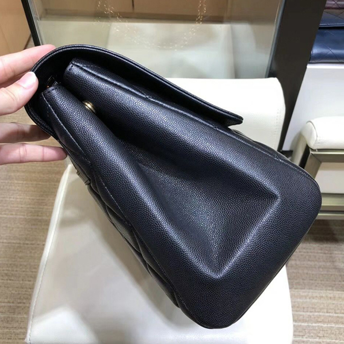 Chanel Grained Calfskin Flap Shoulder Bag A92233 Navy Blue 2018