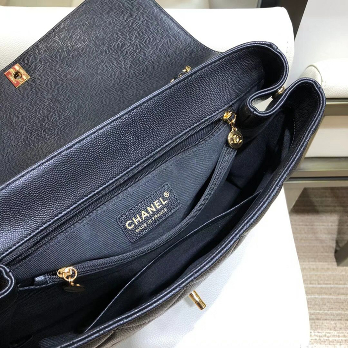 Chanel Grained Calfskin Flap Shoulder Bag A92233 Navy Blue 2018