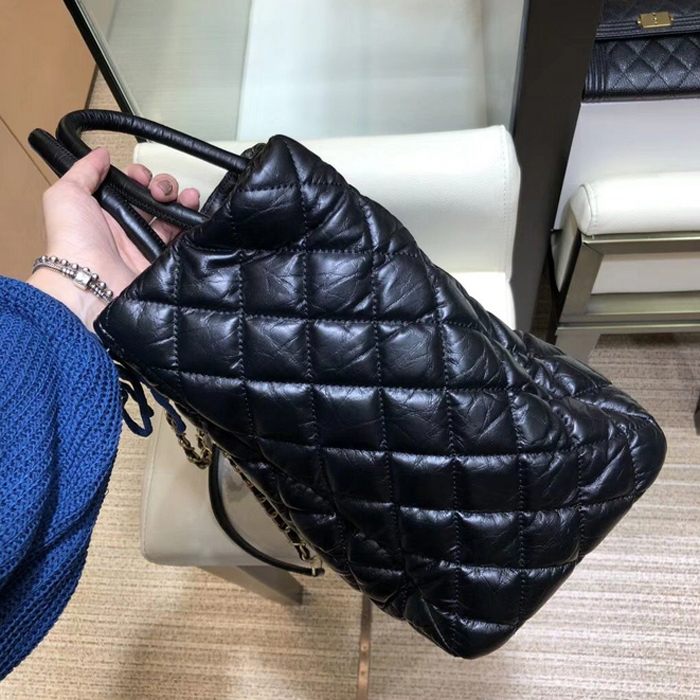 Chanel Quilting Aged Calfskin Large Shopping Bag A93525 Black 2018