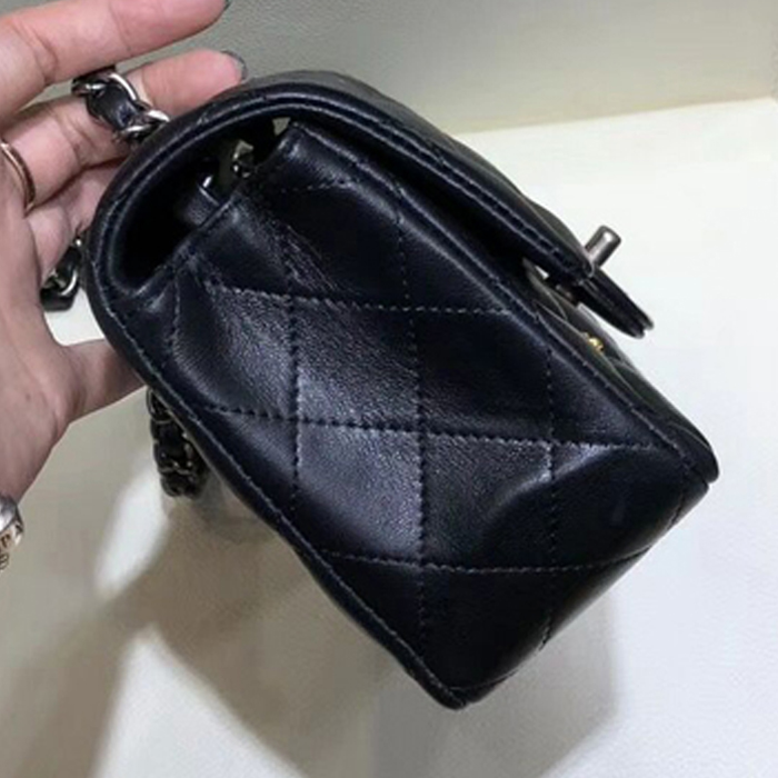 Chanel 18K Charms Mini Classic Flap Bag A69900 Black Silver 2018