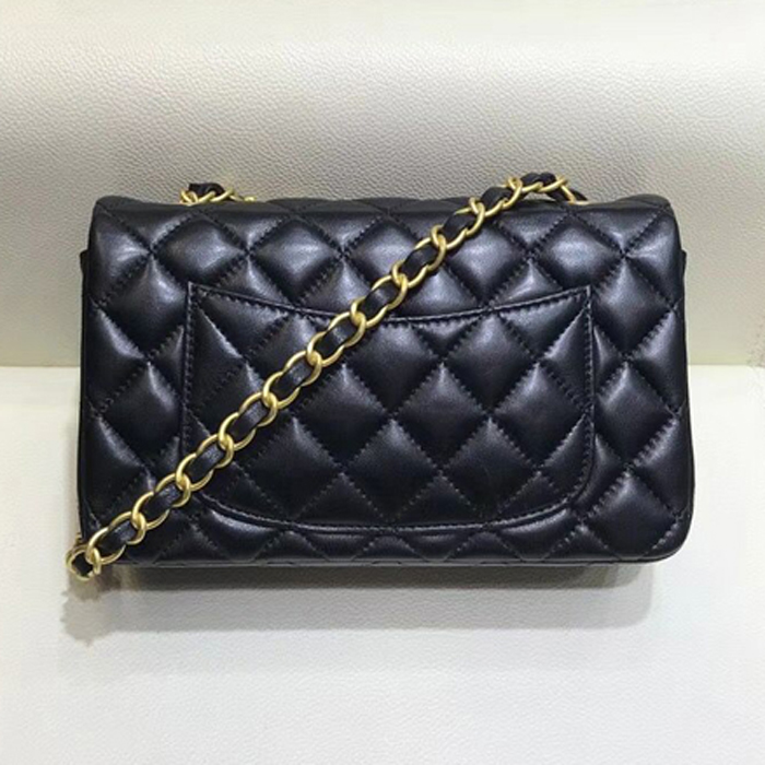Chanel 18K Charms Mini Classic Flap Bag A69900 Black Gold 2018