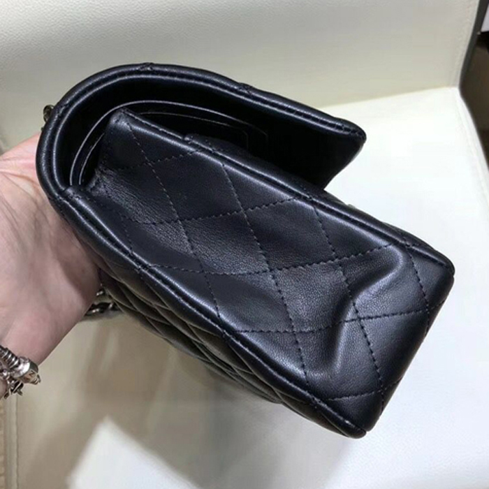 Chanel 18K Charms Medium Classic Flap Bag A01112 Black Silver 2018