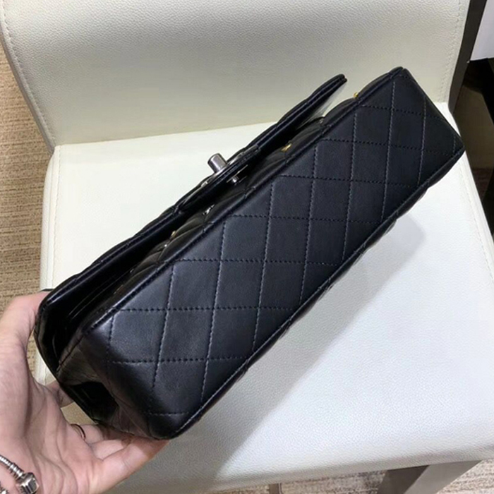 Chanel 18K Charms Medium Classic Flap Bag A01112 Black Silver 2018