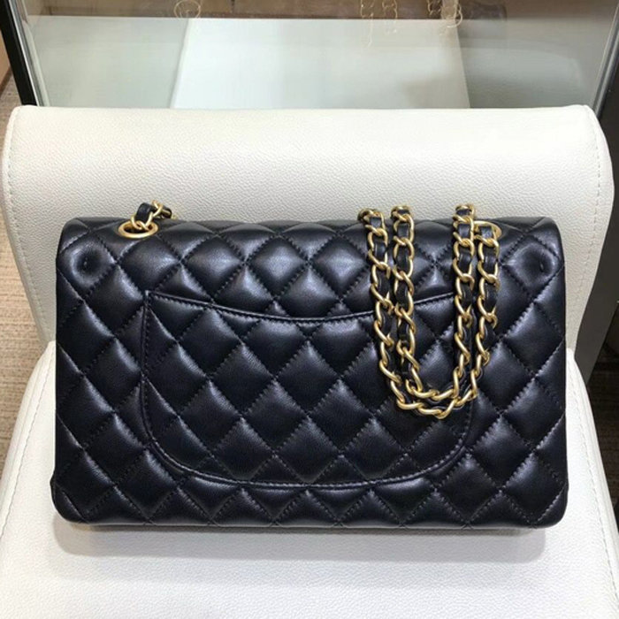 Chanel 18K Charms Medium Classic Flap Bag A01112 Black Gold 2018