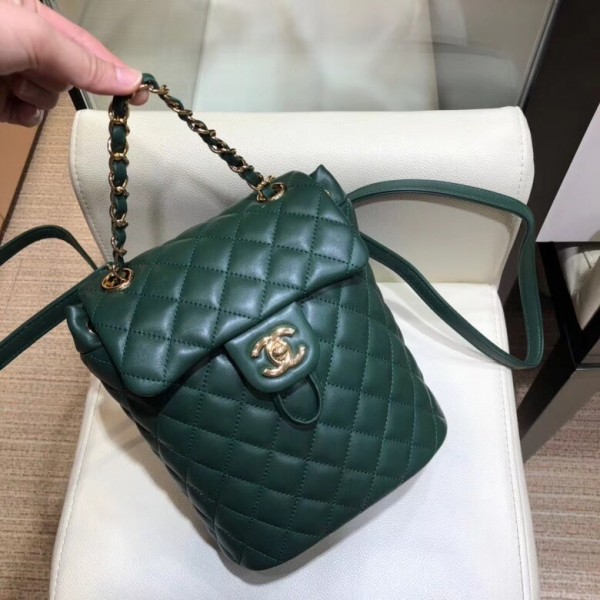 Chanel Lambskin Quilting Small Backpack Green 2019