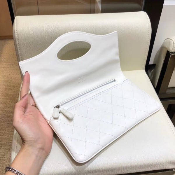 Chanel Calfskin Chanel 31 Pouch Clutch A70520 White 2019