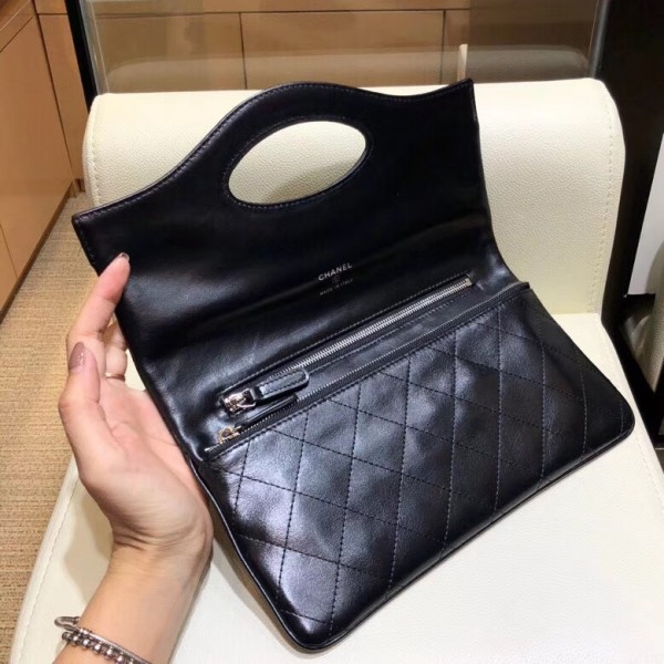 Chanel Calfskin Chanel 31 Pouch Clutch A70520 Black/White 2019