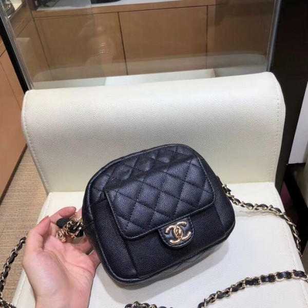 Chanel Grained Calfskin Small Camera Case Bag AS0005 Black 2019