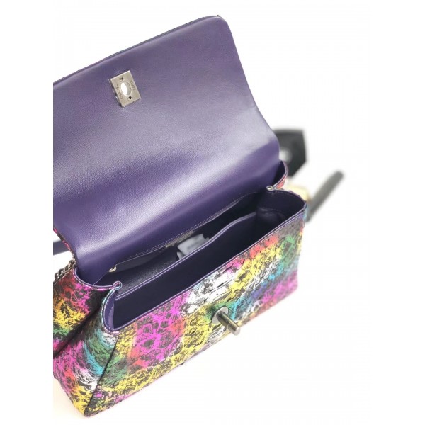 Chanel Python Flap Bag With Top Handle Bag Purple/Navy Blue