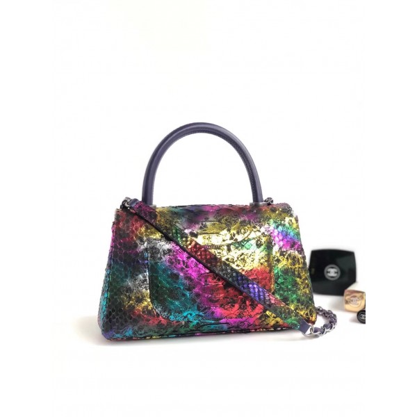 Chanel Python Flap Bag With Top Handle Bag Purple/Navy Blue