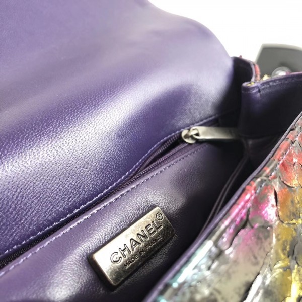 Chanel Python Flap Bag With Top Handle Bag Purple/Navy Blue