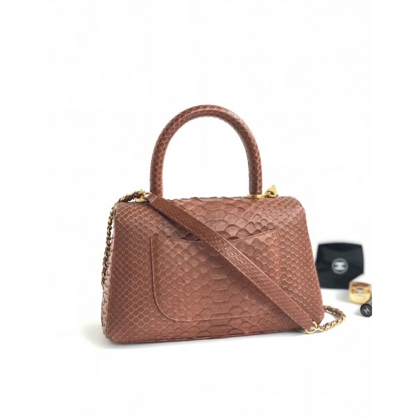 Chanel Python Flap Bag With Top Handle Bag Camel