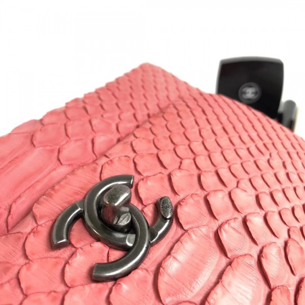 Chanel Python Flap Bag With Top Handle Bag Pink