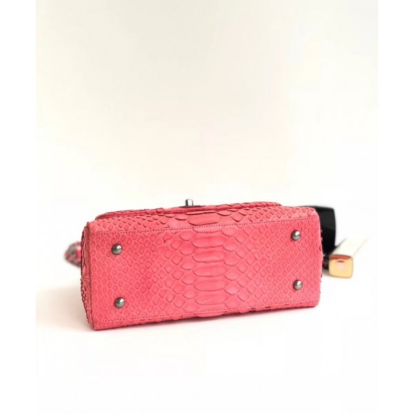 Chanel Python Flap Bag With Top Handle Bag Pink