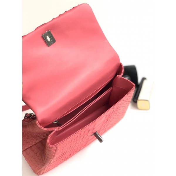 Chanel Python Flap Bag With Top Handle Bag Pink