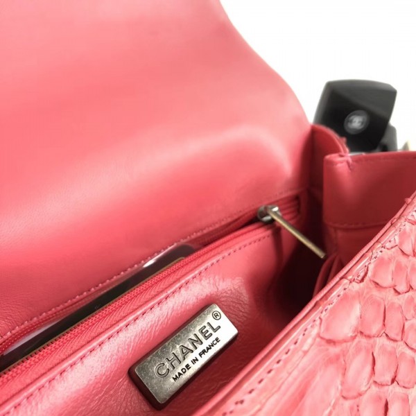 Chanel Python Flap Bag With Top Handle Bag Pink