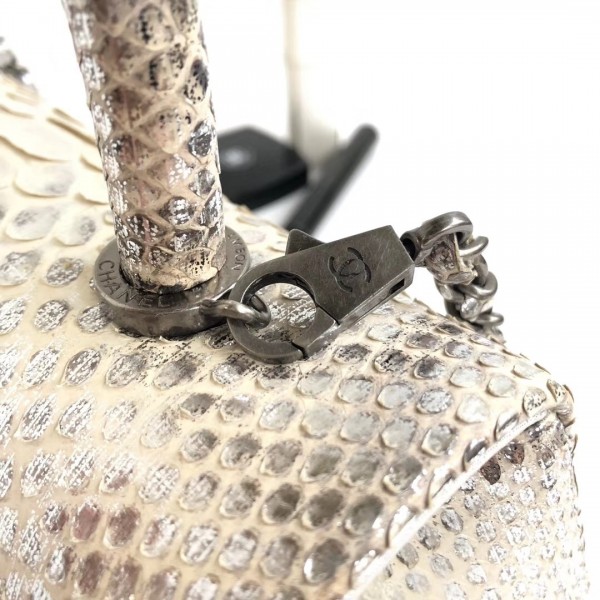 Chanel Python Flap Bag With Top Handle Bag Grey