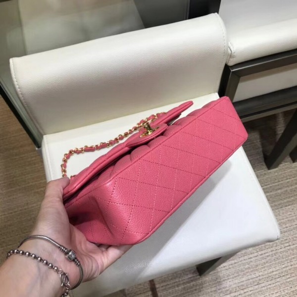 Chanel Grained Caflskin Medium Classic Flap Bag A01112 Pink With Gold Hardware