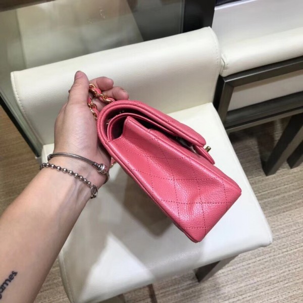 Chanel Grained Caflskin Medium Classic Flap Bag A01112 Pink With Gold Hardware