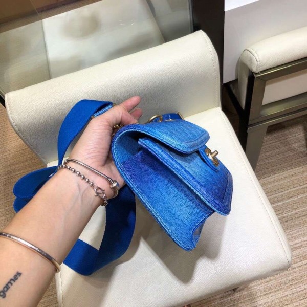 Chanel Caviar Sunset On The Sea Small Classic Flap Bag Blue 2019