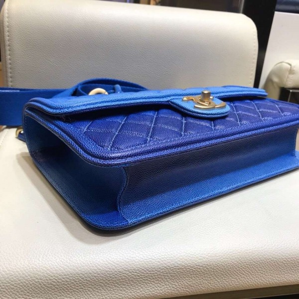 Chanel Caviar Sunset On The Sea Large Classic Flap Bag Blue 2019