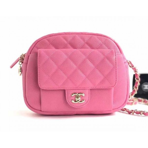 Chanel Grained Calfskin Large Camera Case Bag AS0006 Pink 2019