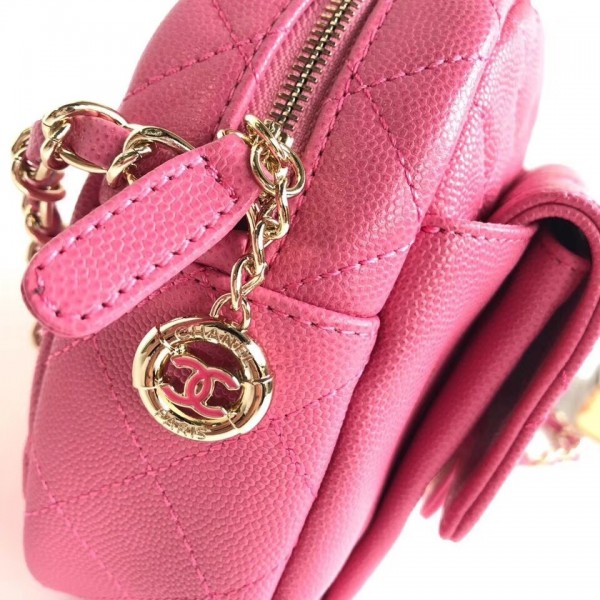 Chanel Grained Calfskin Large Camera Case Bag AS0006 Pink 2019