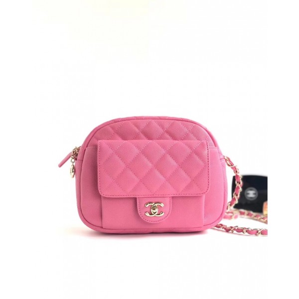 Chanel Grained Calfskin Small Camera Case Bag AS0005 Pink 2019