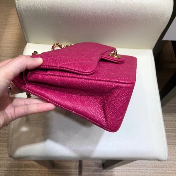 Chanel Grained Caflskin Medium Classic Flap Bag A01112 Hot Pink With Gold Hardware