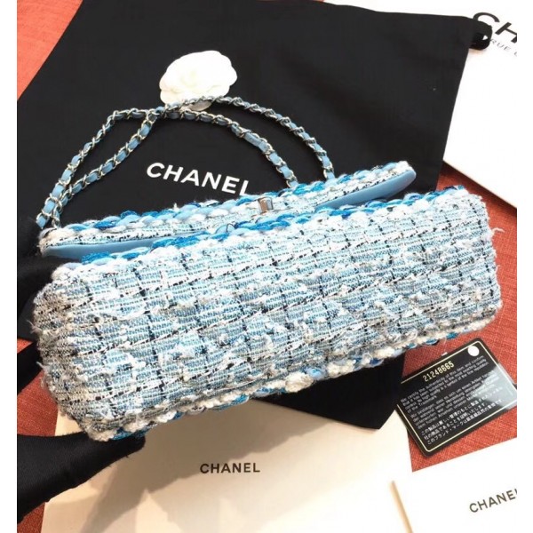 Chanel Tweed/Braid Classic Flap Mini Bag A01112 Blue 2019