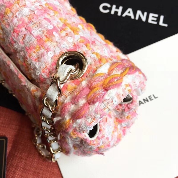 Chanel Tweed/Braid Classic Flap Mini Bag A69900 Pink 2019