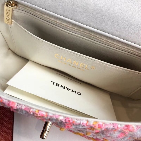 Chanel Tweed/Braid Classic Flap Mini Bag A69900 Pink 2019