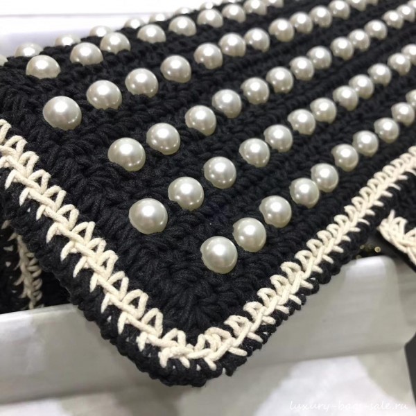 chanel pearl knitwear classic flap bag black