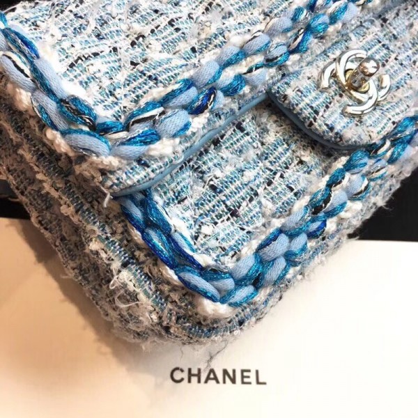 Chanel Tweed/Braid Classic Flap Mini Bag A69900 Blue 2019