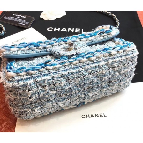 Chanel Tweed/Braid Classic Flap Mini Bag A69900 Blue 2019