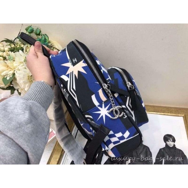 Chanel Printed Backpack Bag AS0102 Blue 2019