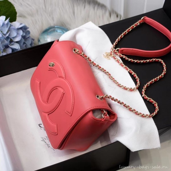 Chanel Lambskin CC Logo Flap Bag AS0321 Dark Pink 2019