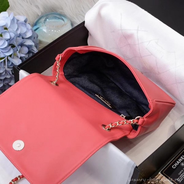 Chanel Lambskin CC Logo Flap Bag AS0321 Dark Pink 2019