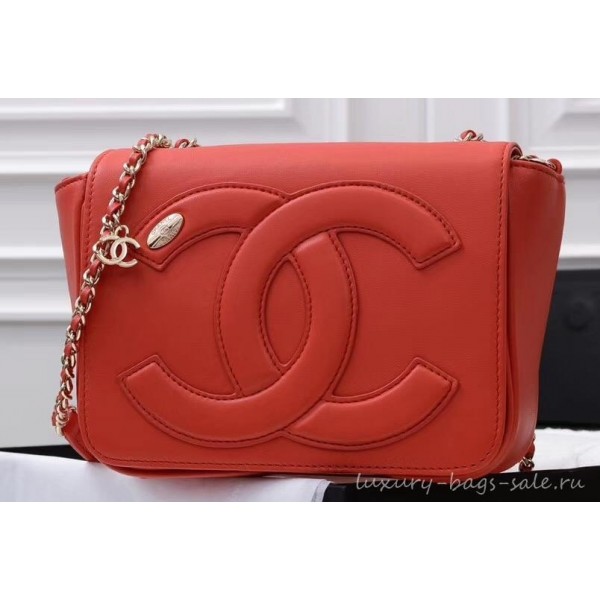 Chanel Lambskin CC Logo Flap Bag AS0321 Red 2019