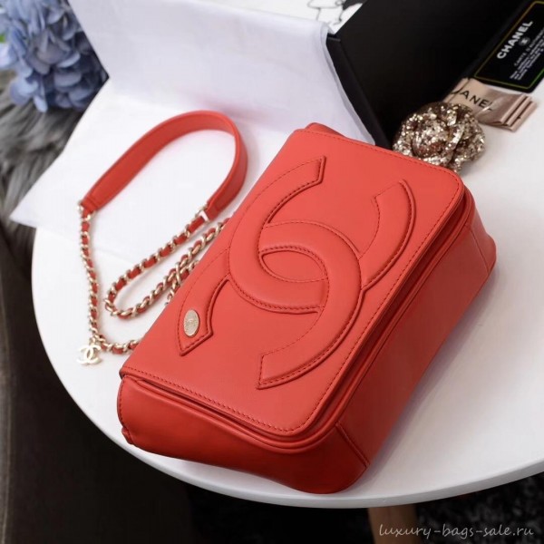 Chanel Lambskin CC Logo Flap Bag AS0321 Red 2019