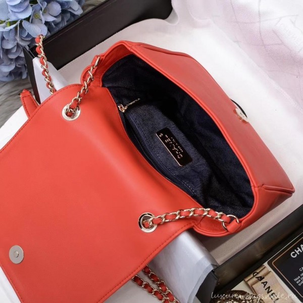 Chanel Lambskin CC Logo Flap Bag AS0321 Red 2019
