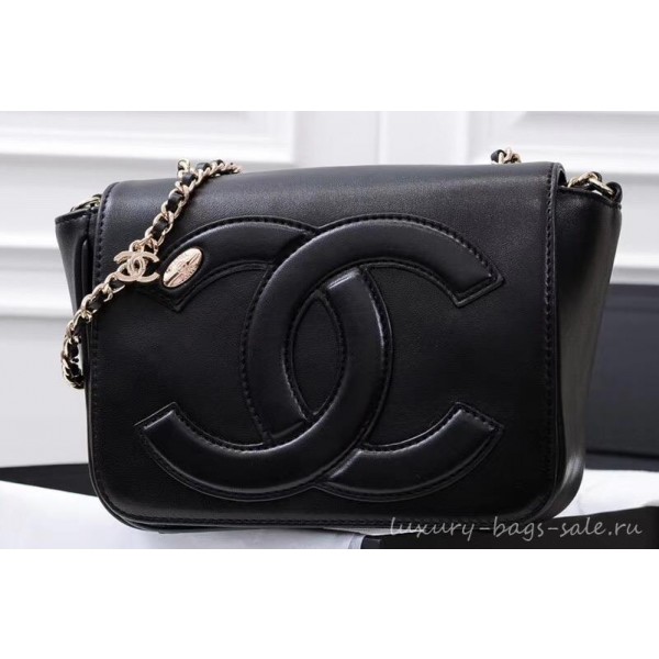 Chanel Lambskin CC Logo Flap Bag AS0321 Black 2019