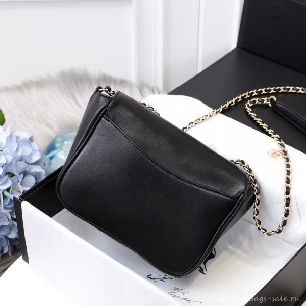 Chanel Lambskin CC Logo Flap Bag AS0321 Black 2019
