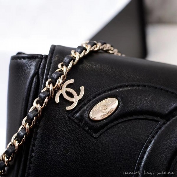 Chanel Lambskin CC Logo Flap Bag AS0321 Black 2019