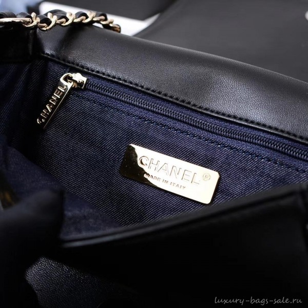 Chanel Lambskin CC Logo Flap Bag AS0321 Black 2019