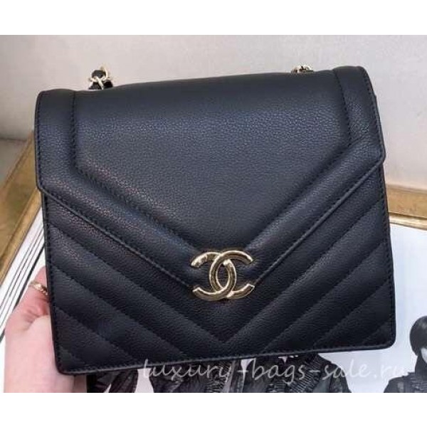 Chanel Chevron Medium Flap Bag AS0025 Black 2019